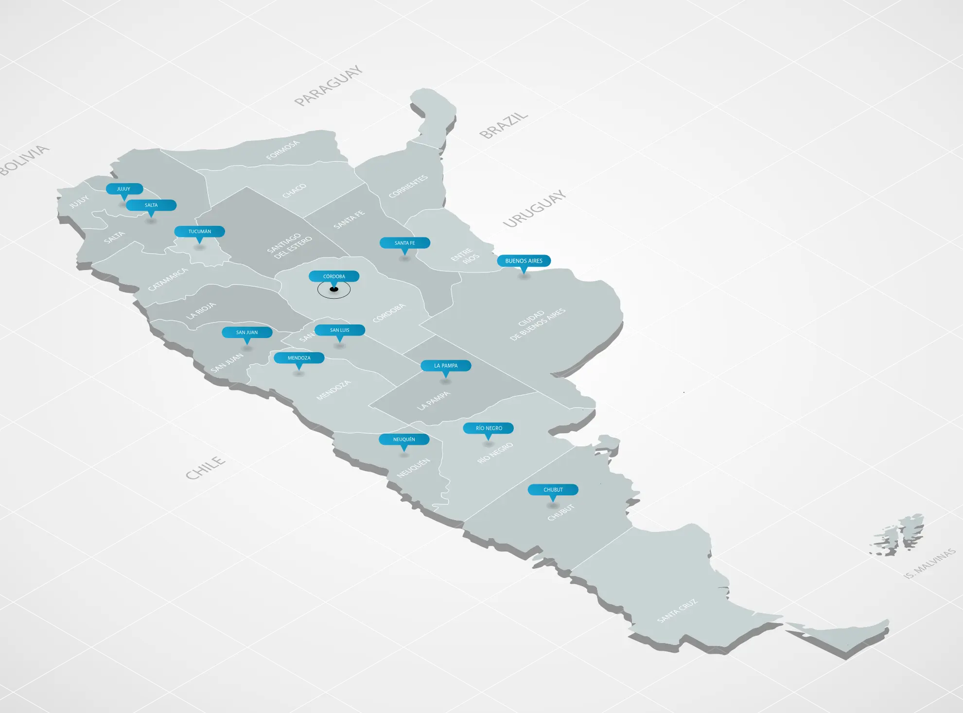 Mapa de la red comercial Placord en Argentina